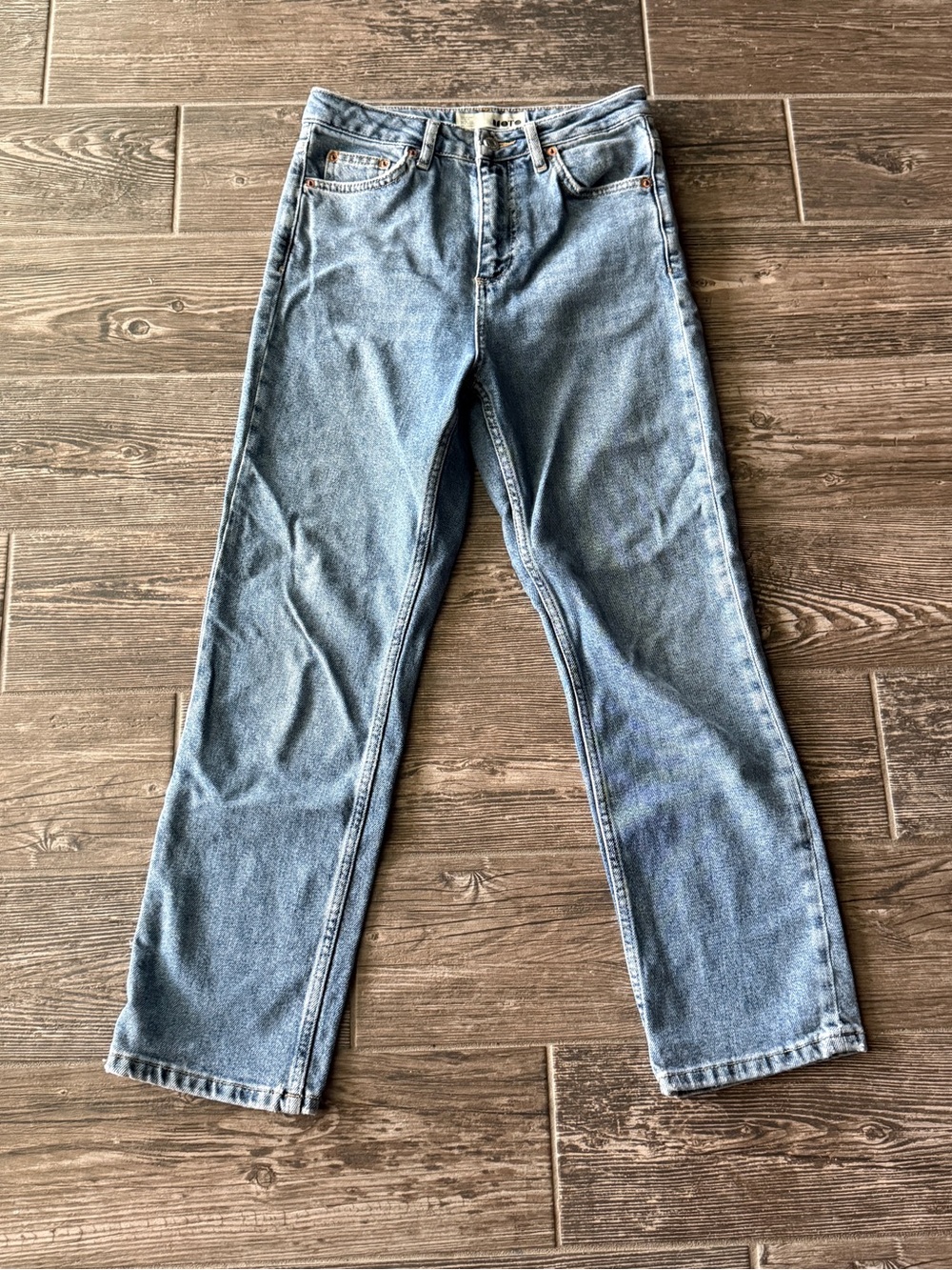 Topshop Moto Straight Leg Ligh Wash Denim Jeans